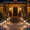 Waterproof Solar Snowman Yard Decor 5Pcs Christmas Stake Light, LED Garden Lamp with Warm White Pathway Lighting Santa Claus Design, Outdoor