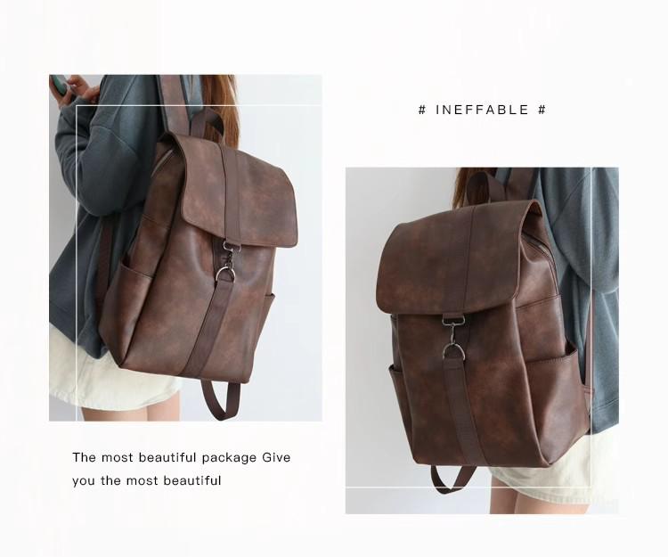 Trendy Women's Soft Leather Backpack: 2023 College and Travel, Korean & Japanese Style, 16-inch Laptop Capacity