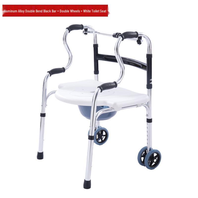 Stainless Steel Rollator Walker with Seat and Wheels - Rehabilitation Support Frame