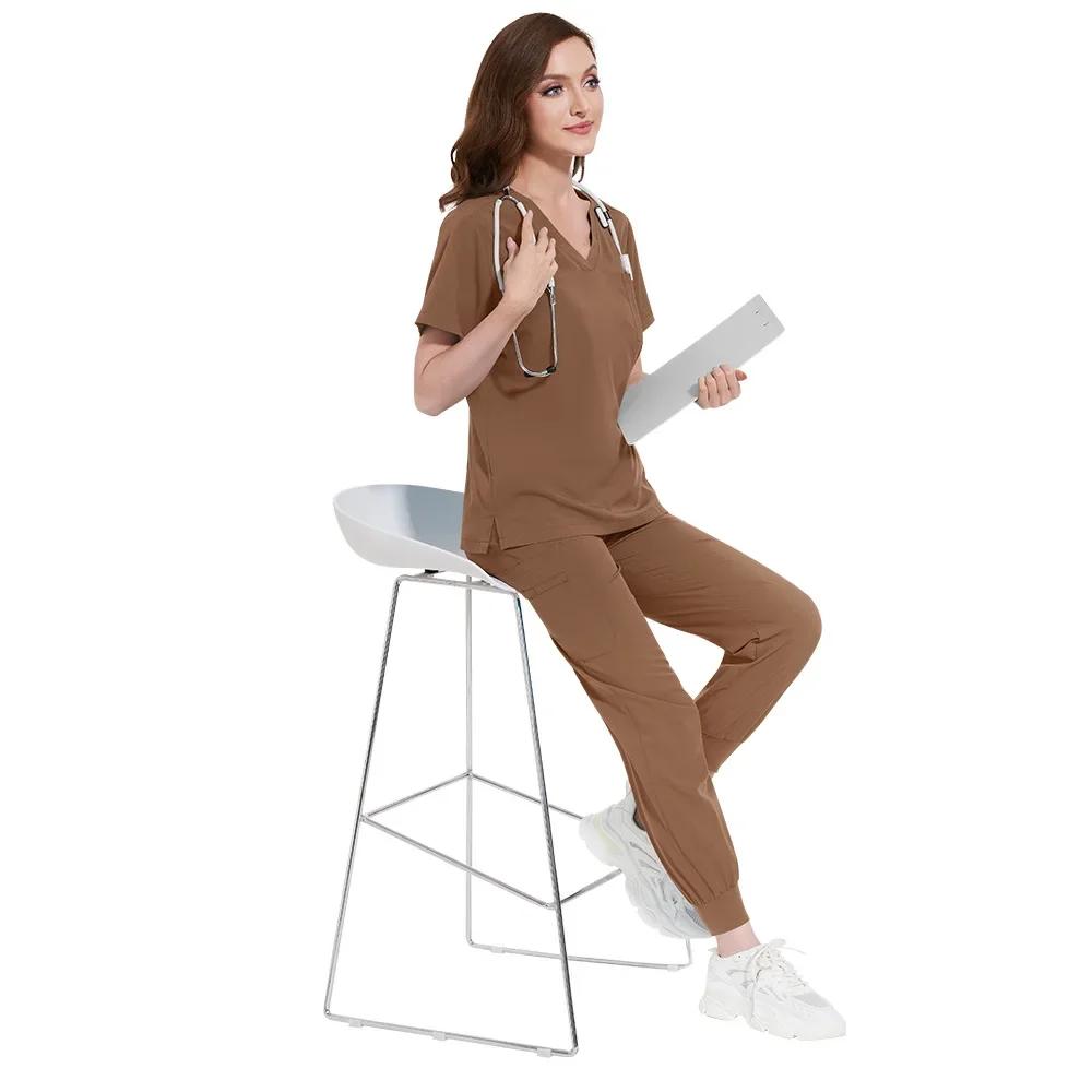 Quick-Dry Stretch Fabric Medical Uniform Women Scrub Nursing Set Doctor Nurse Outfit Pediatric Surgery Uniform Nurse Accessories