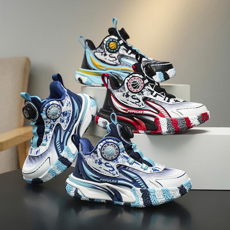 Waterproof Leather Boys' Basketball Shoes - Autumn/Winter 2025 Shock-Absorbing, Wear-Resistant Sports Footwear for Kids