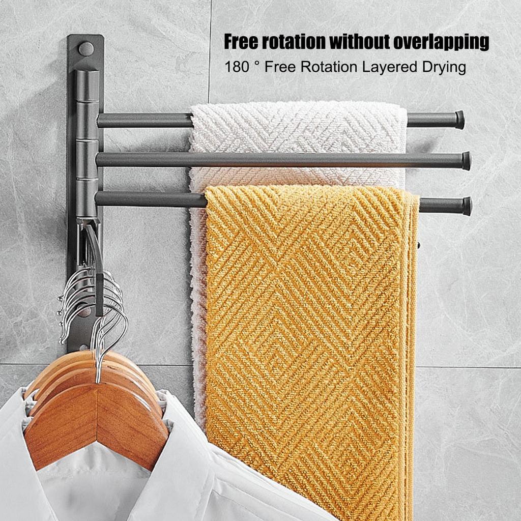 Rotatable 180 Towel Holder Space Aluminum Shower Room Towel Hanger Multifunctional Storage Organizer For Bathroom Accessories