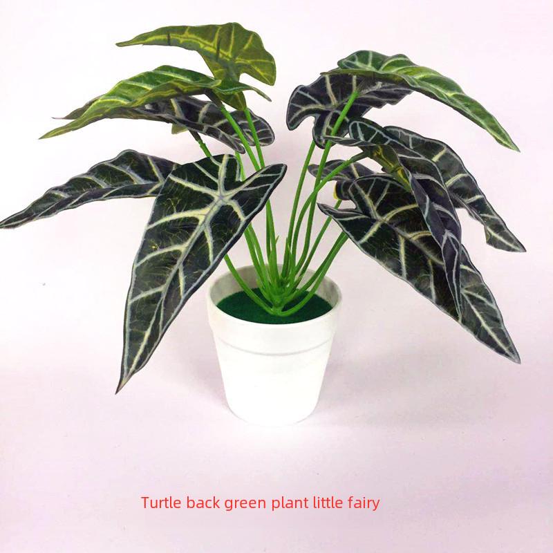 Bicolor Simulated Caladium Artificial Green Plant Potted Indoor Decoration