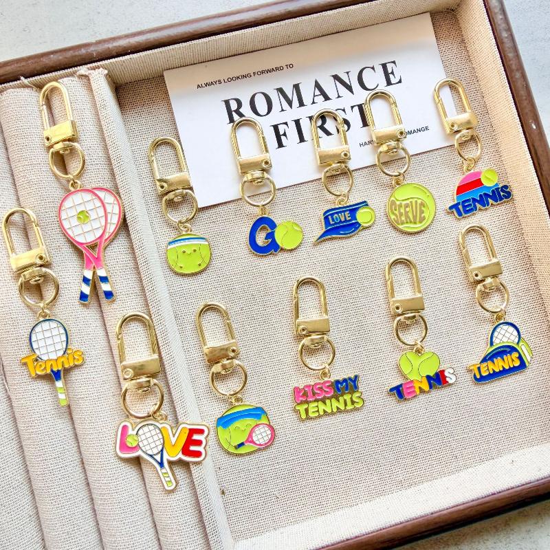 Mini Keychain Tennis Party Favors Tennis Ball Key Ring Tennis Bag Pendant Sports Keychain For Boys Girls School Carnival Reward