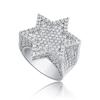 Hip Hop Zircon Ring Star Cuban Link Fashion Jewelry Men Women