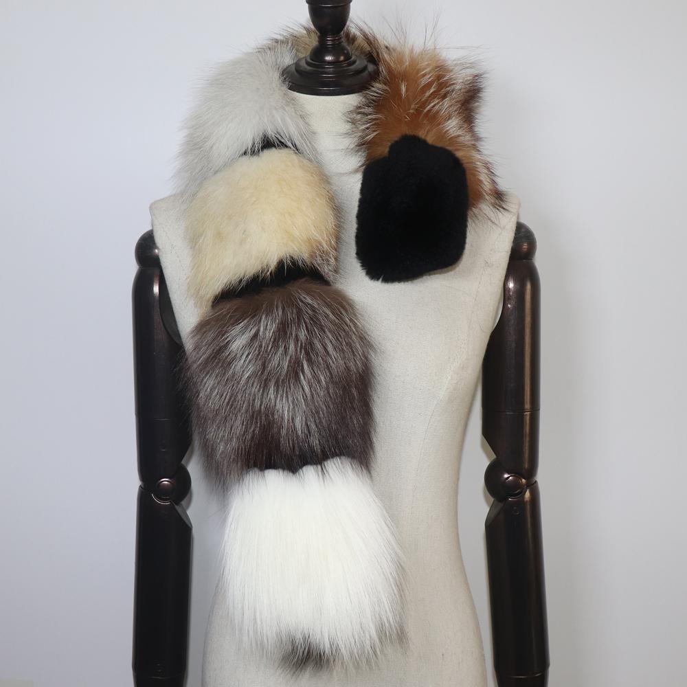 Women Winter Thick Keep Warm Real Fox Fur Scarf Natural Soft Fluffy Fur Scarves Lady Fashion Colorful Real Fox Fur Mufflers