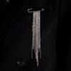Minimalist Cross Jewelry Paperclip Chain Brooch—Unisex Punk Hip Hop Heart Pin with Tassel for Suits