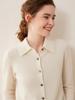 Women's Cashmere Polo Collar Knit Cardigan Sweater - Long Sleeve Lapel Knit Top