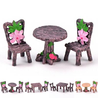 Miniature Fairy Garden Table Chair Resin Craft Micro Landscape Ornament Decor