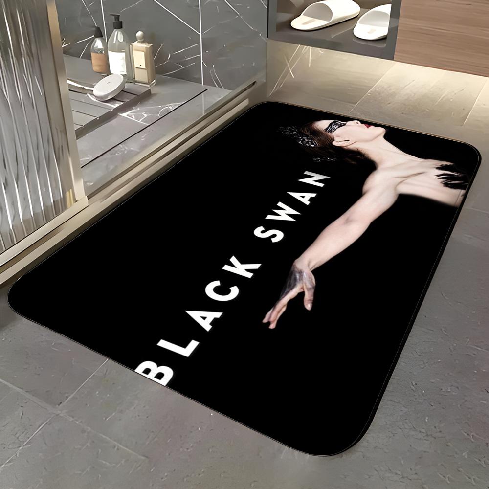 

Movie B-Black Swan Floor Mat Soft Flannel Entrance Door Mat Non Slip Absorbent Bathroom Bedroom Floor Rug 40x60cm