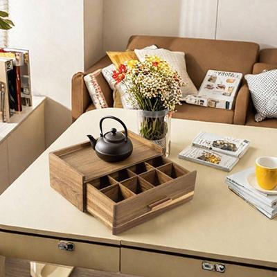 Wood Organizer Teabag Holder Accessory Practical Gift Rustic Men Storage Drawer Chest for Countertop