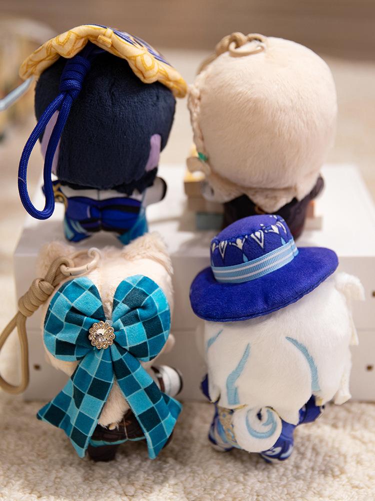 12cm Genshin Impact Cartoon Figure Plushies Wanderer Furina Lyney Lynette Doll Cute Mini Soft Toy Bag Pendant Plush Keychain