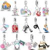 100% Copper Funny Playable Charms Beads Smart Watch Tarot Bike Travel Dangle Fit Original Pandora Bracelet Diy Jewelry