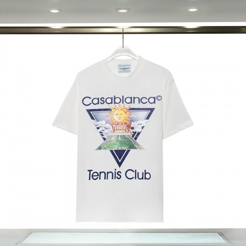 280g Double Yarn Cotton T-Shirt Couples Casablanca Castle Print Short Sleeve Round Neck Loose Fit