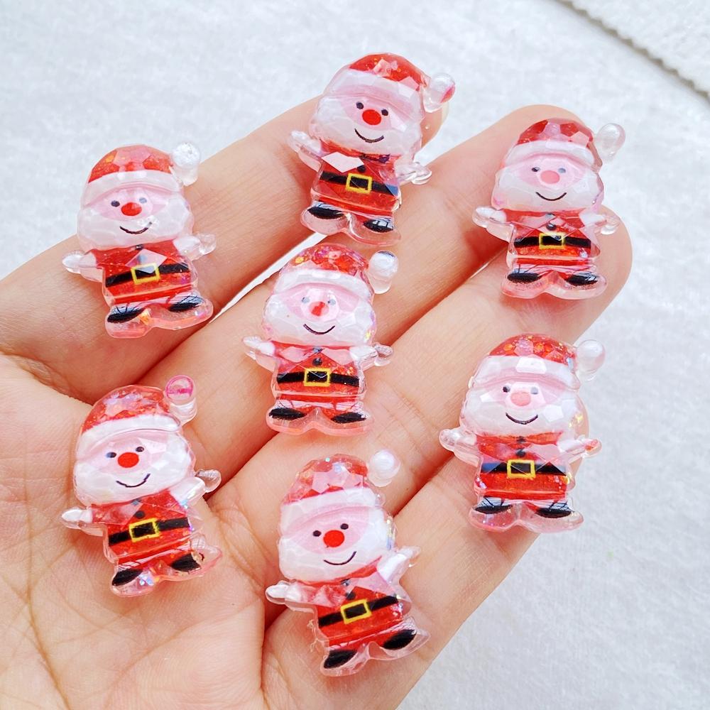 10Pcs Cute Cartoon Santa Claus, Snowman Flat Back Resin Cabochons Scrapbooking DIY Jewelry Craft Decoration Accessorie