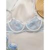 Women's lace sexy transparent lingerie set with steel rims, gathered straps, adjustable straps, comfortable lingerie set YS025