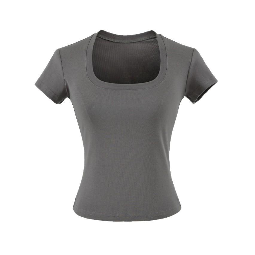U-neck short-sleeved T-shirt women's summer new American Spice Girls storm point design sense slim and thin bottoming top