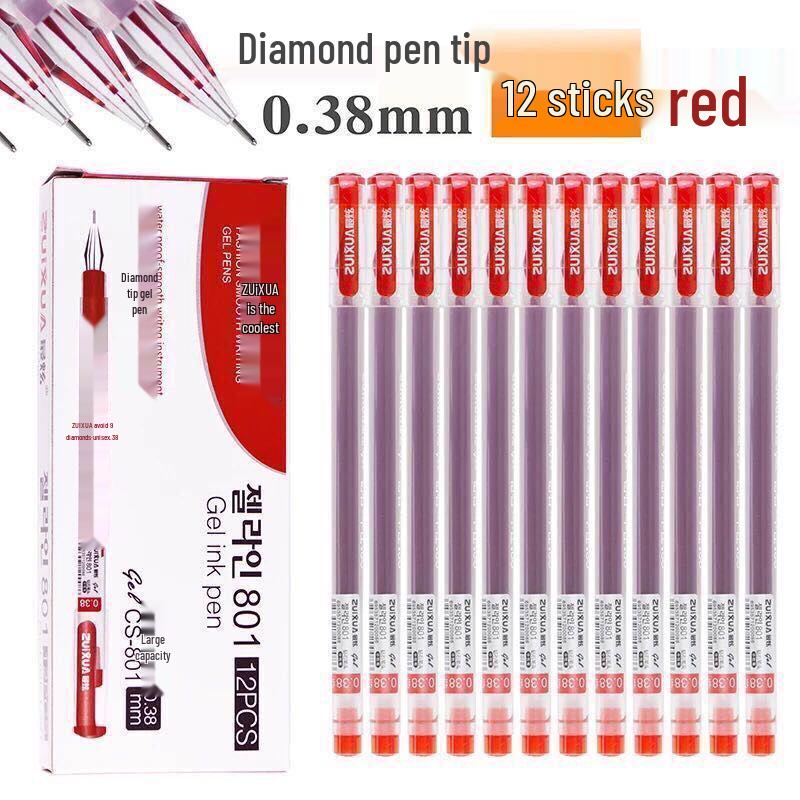 Diamond 0.38mm Black Pen Set - Transparent, Large Capacity for Office & Student Use