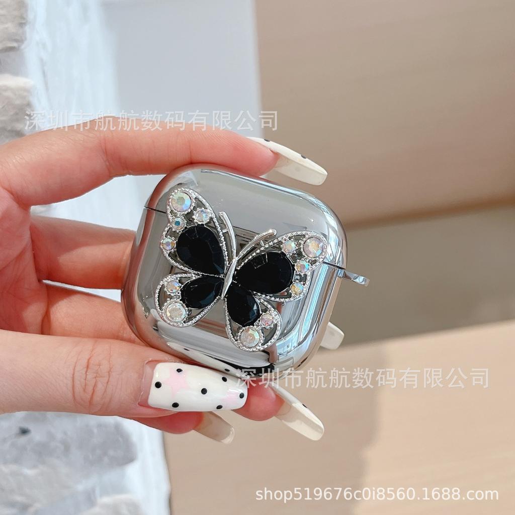 Japan and Korea ins silver three-dimensional glitter butterfly suitable for AirPods 1 generation protective case 1/1 generation pro1 earphone case