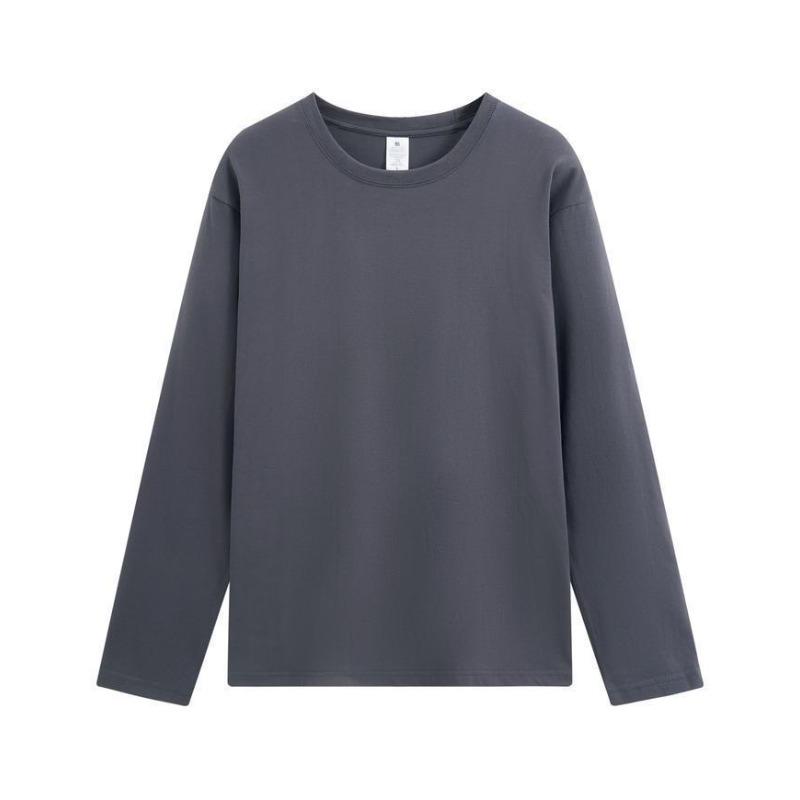 Live Broadcast 230g Heavyweight Pure Cotton Solid Color Long Sleeve T-Shirt with Printed Logo