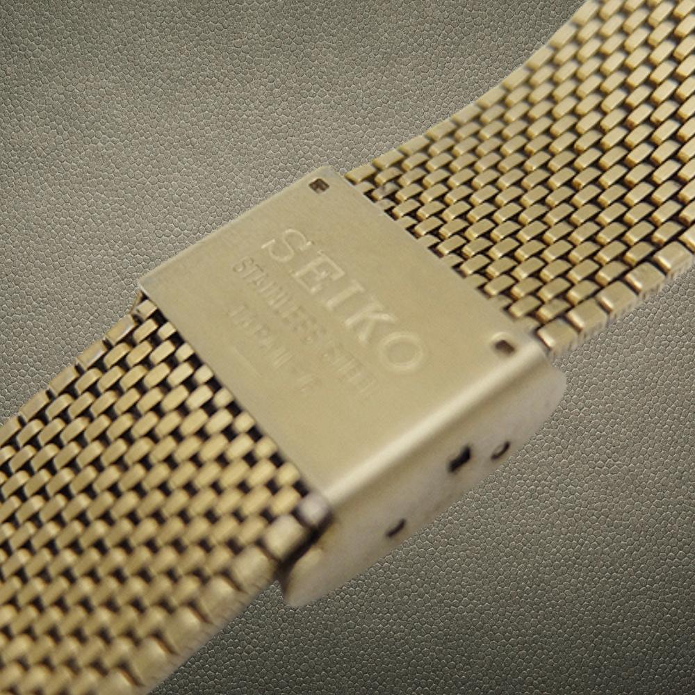 SEIKO DOLCE 5E61-5A00 Tungsten Carbide / Stainless Steel Square Snow-Pattern Dial Mesh Bracelet Ultra-Thin Quartz Used