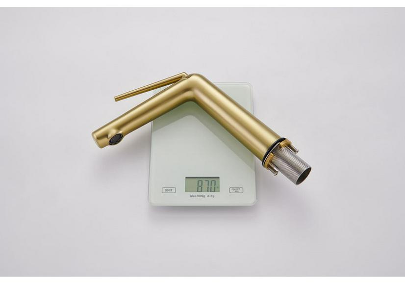 Brushed Gold All-Copper Faucet for Bathroom Sink with Hot and Cold Water