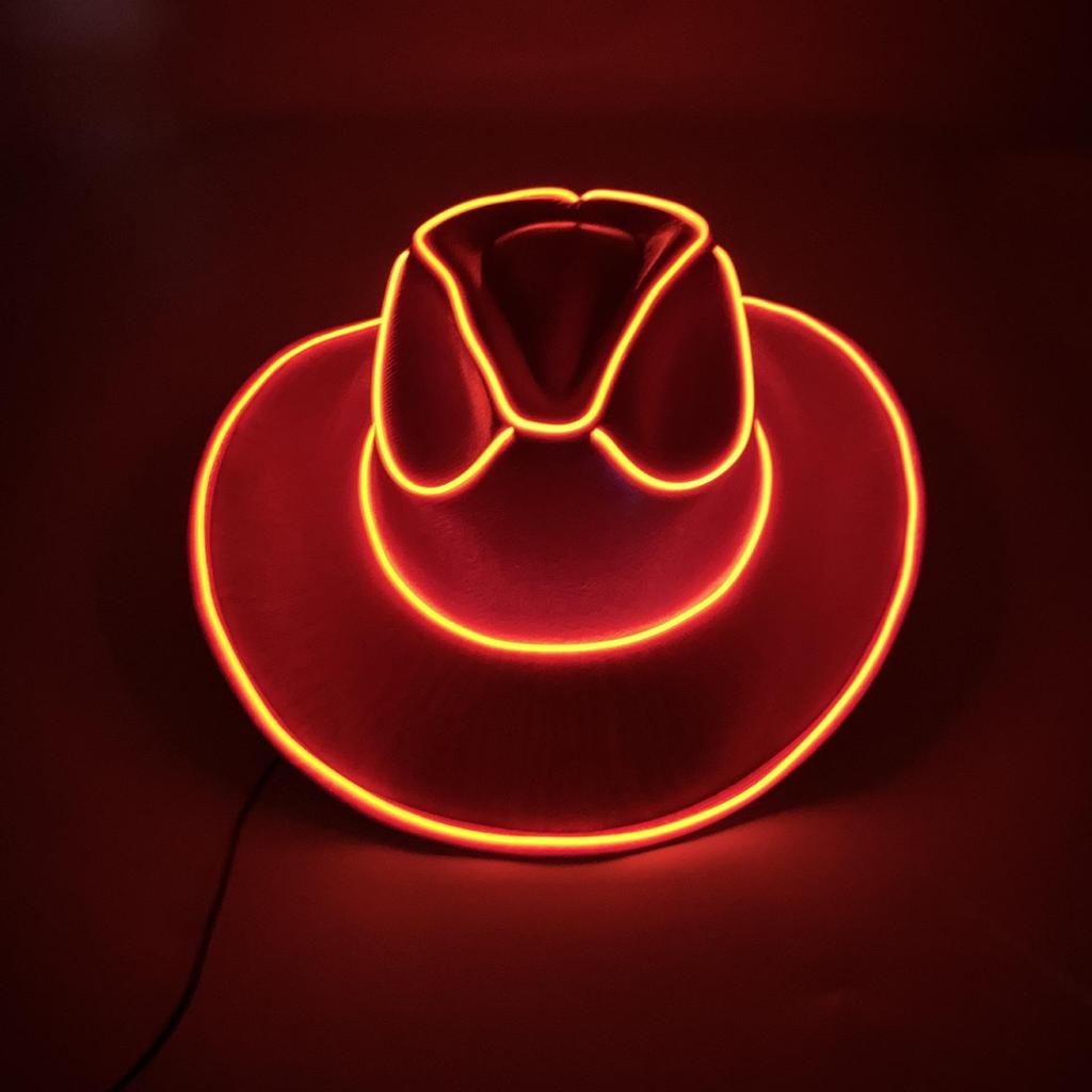Iridescent LED Light-Up Cowboy Hat for Cosplay & Halloween