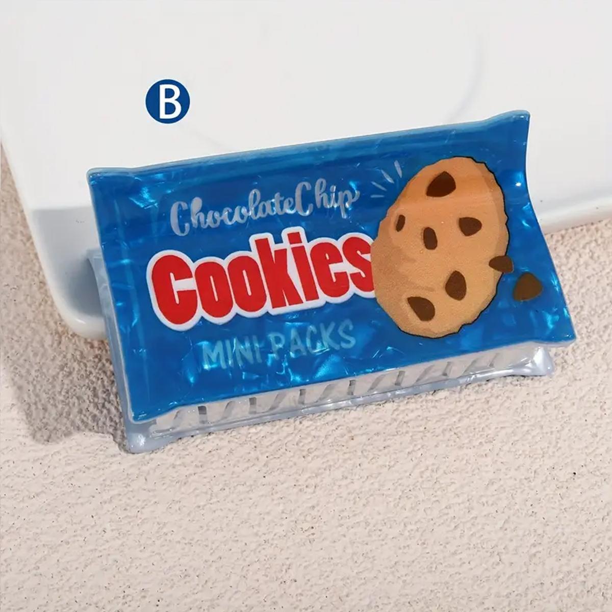 

1 шт. Заколка для волос в виде печенья с шоколадной крошкой - Материал ацетат, элегантная и милая овальная форма, мультяшный принт