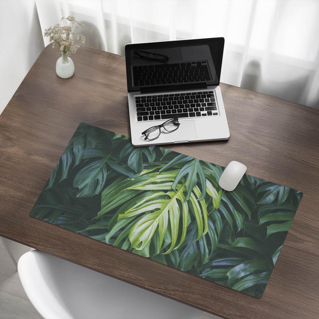 Protective Mat Desk Pad Table Top Tropical Leaves 90x45 Cm