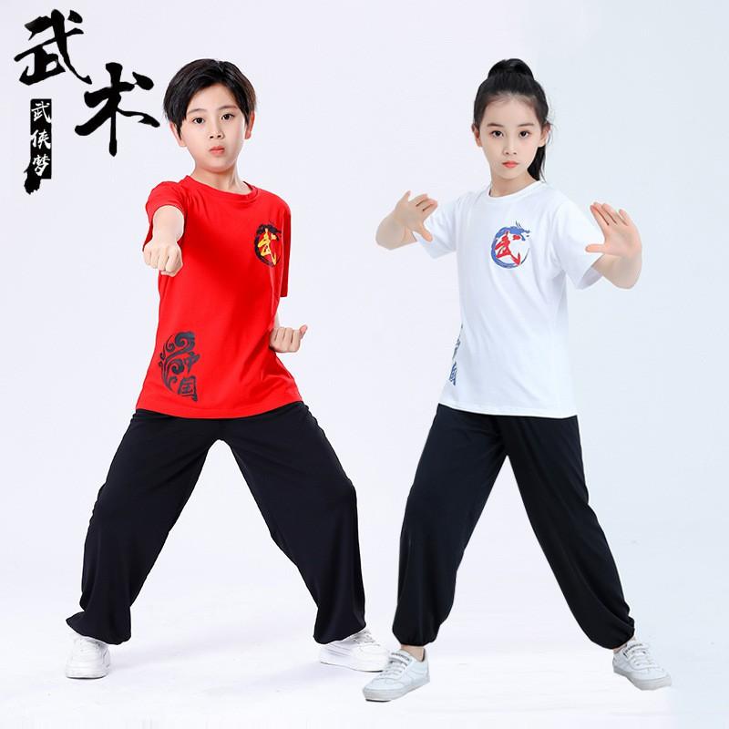 Kids Breathable Cotton Cycling Jersey Set Martial Arts Training Performance Uniform