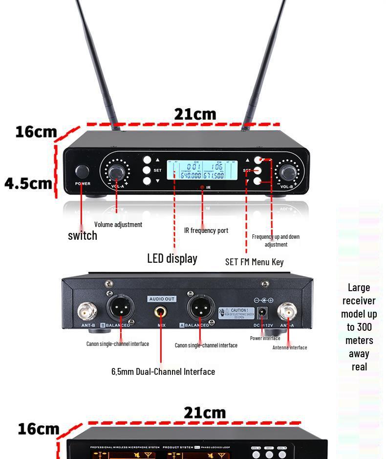 Wireless UHF Stage & KTV Microphone Set with FM Support for Home & Outdoor Performances