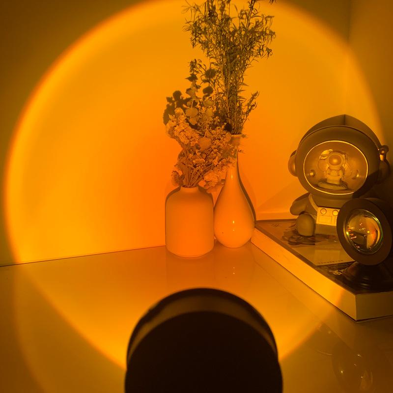 Mini Usb Sunset Lamp Led Projector Night Light 6 Colors Switch Rainbow Atmosphere Home Bedroom Background Wall Decoration Gift
