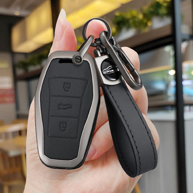 Zinc Alloy Car Key Case For Jac Js8 Sehol Qx X8 A7 E10X Js6 Sei 6 Prosol Qx Remote Cover Shell Keychain Holder Auto Accessories