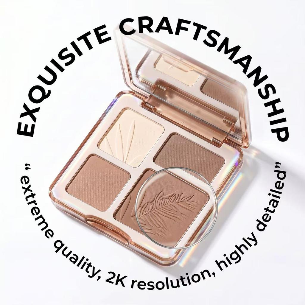 Sweetmint 4- Contour Palette Highlight & Contour Integrated Fine Texture Easy to Blend Beginner Friendly