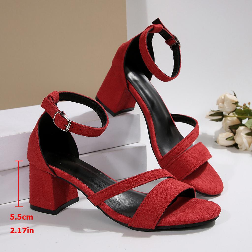 New word with bag heel sandals women's versatile fashion women's shoes suede thick heel high heels black sandals women's summer