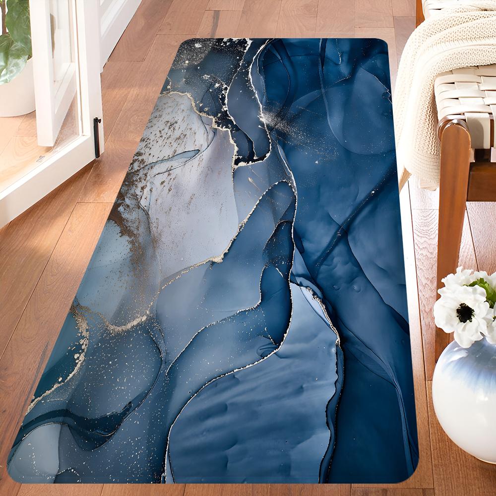 Kolor Niebieski Złoty Biały Marmur Obszar Przedpokój Dywan Antypoślizgowa Mata do Pralni Wystrój Pralni Balkon Dziecko Pokój Dzienny Dywanik do Toalety
