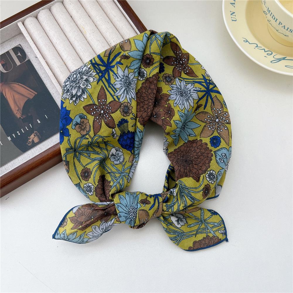 Versatile Women's Cotton Linen Silk Scarf – Spring/Autumn Neck Protector & Fashionable Head Scarf with Foreign Style