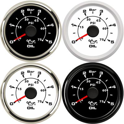 HD 52mm Medidor de pressão de combustível 0~5 Bar 0-10Bar Medidor de pressão de óleo à prova d'água 0~75 psi com luz de fundo de 7 cores Ajuste para óleo de barco e carro