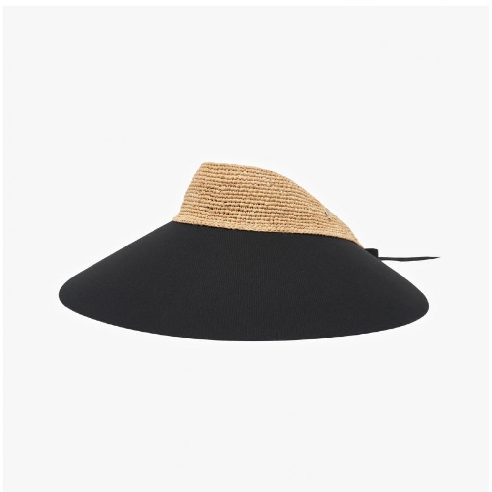 Helen Kaminski Rosalie Natural Black Visor Sun Cap Hat50610