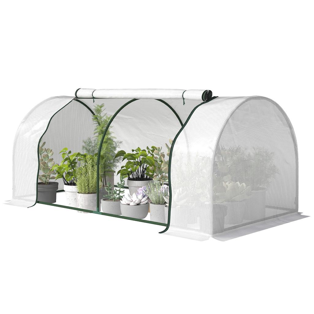 Greenhouse with PE Mesh Film, Winter-Proof Film Greenhouse Made of Steel, Hothouse, 200 x 100 x 80 cm, White