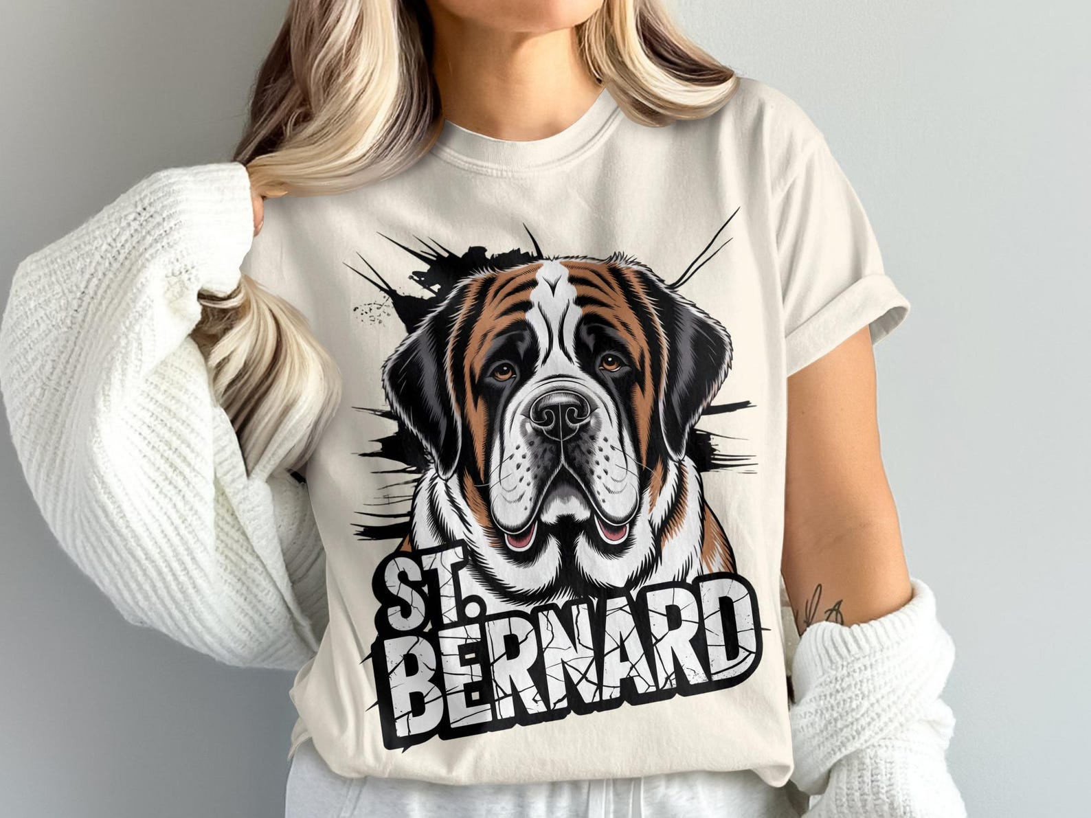 St Bernard T-Shirt, Dog Lover Gift, Cute Pet Tee, Animal Graphic, Saint Bernard Tee, Dog Breed Shirt, Trendy Design T-Shirt XL
