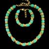 Set di Collana, Bracciale e Orecchini Vintage Industria Pesante Retro Verde Pino Naturale Temperamento Versatile Alta Gamma