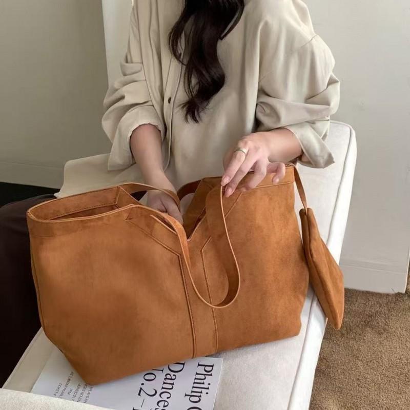 Large Soft Suede-Like Tote Bag Women Daily Use Oversized Shoulder Handbag Street Style