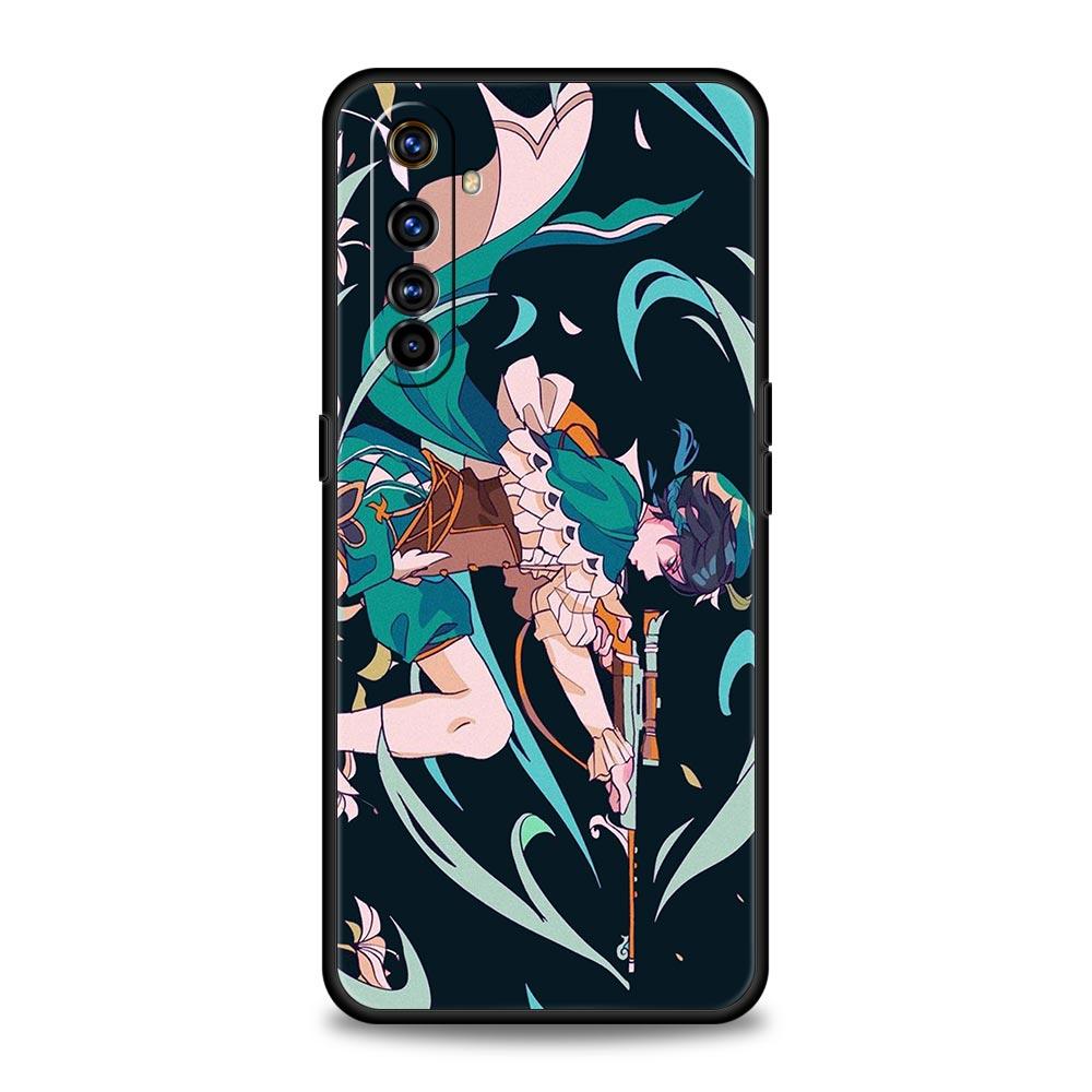 Cute Genshin Impact For Realme 9i Luxury Phone Case 9 8 5G GT2 7 6 Pro Plus 8i C21 C3 C11 C25 Black Silicone Cover Coque Fundas