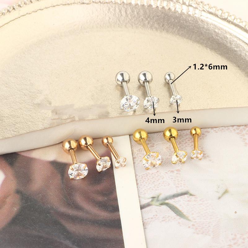 Stainless Steel Hoop Piercing Earring For Women Zircon CZ Cartilage Piercing Helix Daith Conch Tragus Rook Lobe Ear Ring Jewelry