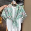 X110cm Floral Printed Square Scarf For Travel Sun Protection Air Conditioning Shawl