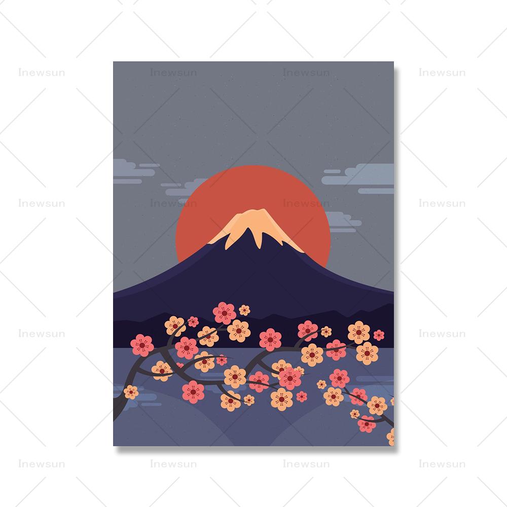 Vintage Japanese Tokyo Temple Art Canvas Paintings Kanagawa Great Wave Poster Mt Fuji Print Wall Pictures for Home Decoration