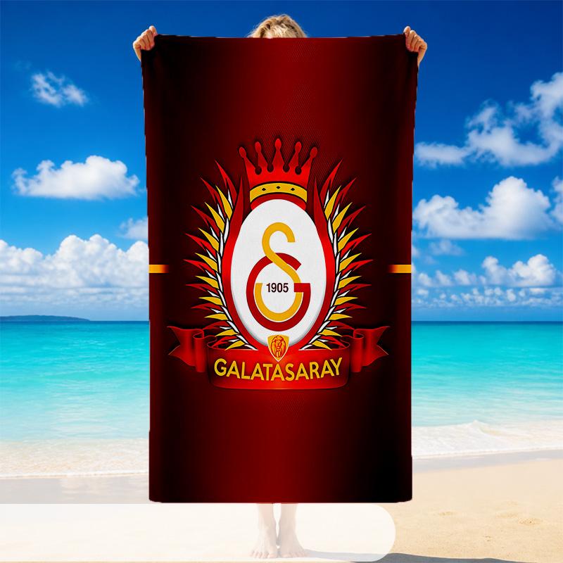 Quick Dry Beach Towel Galatasaray Pattern, Lightweight Absorbent Towel for Pool Beach Vacation Use