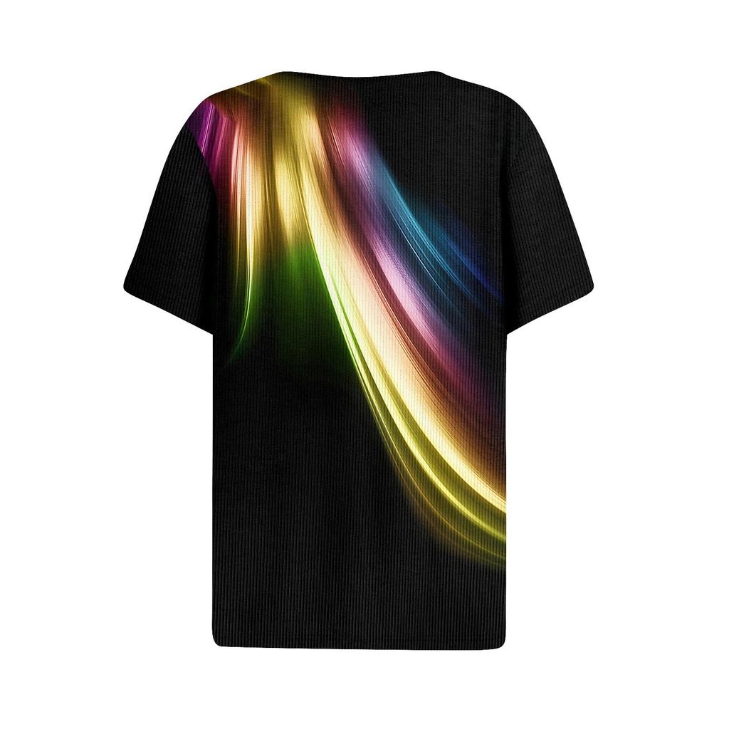 Damen T-Shirt mit Aufdruck und Knopfleiste, kurzärmelig, Tunika, für den Alltag, Wochenende, modisch, Basic, V-Ausschnitt, normales Oberteil