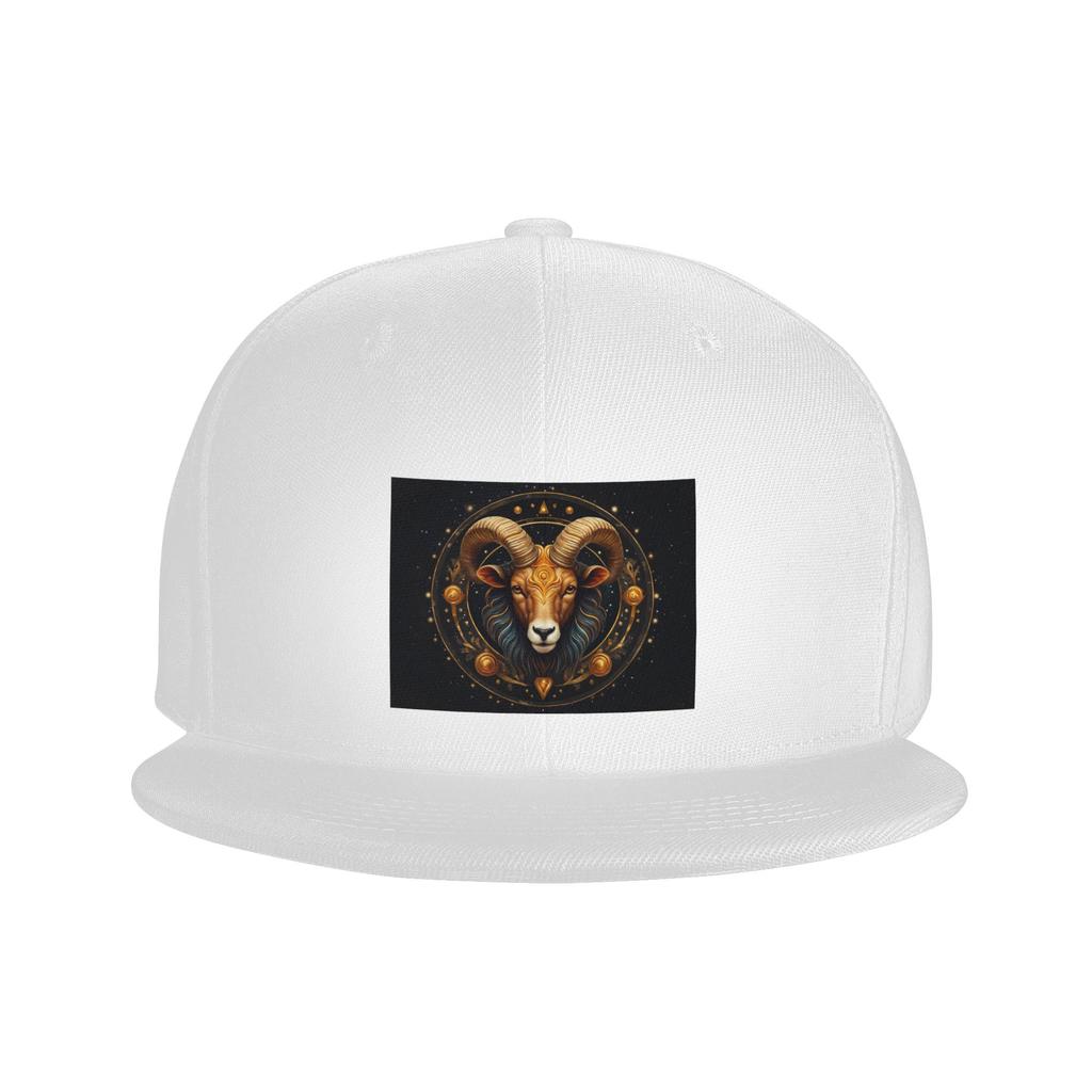 Aries Zodiac Celestial Goat and Ram Horns Print Baseball Caps Snapback Fashion Baseball Hats Casual Casquette Outdoor for Unisex